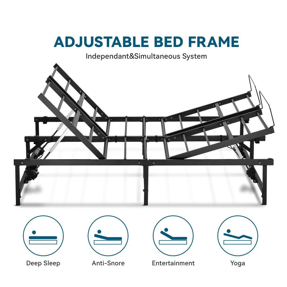 COMHOMA Adjustable Bed Frame King Bed Base with Remote Control, Independent Head and Foot Incline, Adjustable Bed Frames with Mattress Holder, Bed Base Only King-73 COMHOMA