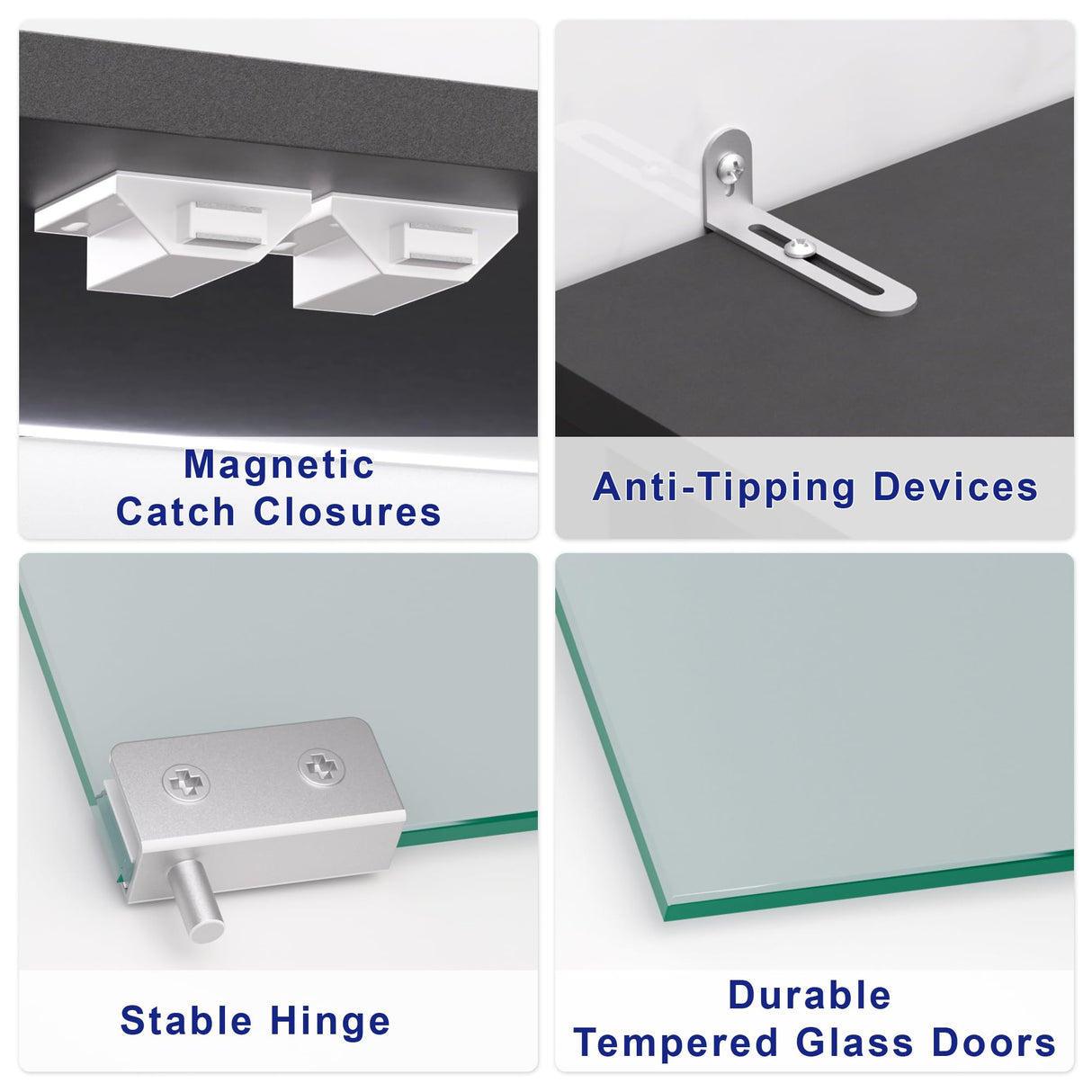 TEROL Display Cabinet with Glass Doors, 63” 4-Tier Wood Display Case with RGB Lights for Collectibles, Tall Curio Cabinet Anti-Tipping with Adjustable Shelves, Storage Cabinets for Living Room, Study TEROL