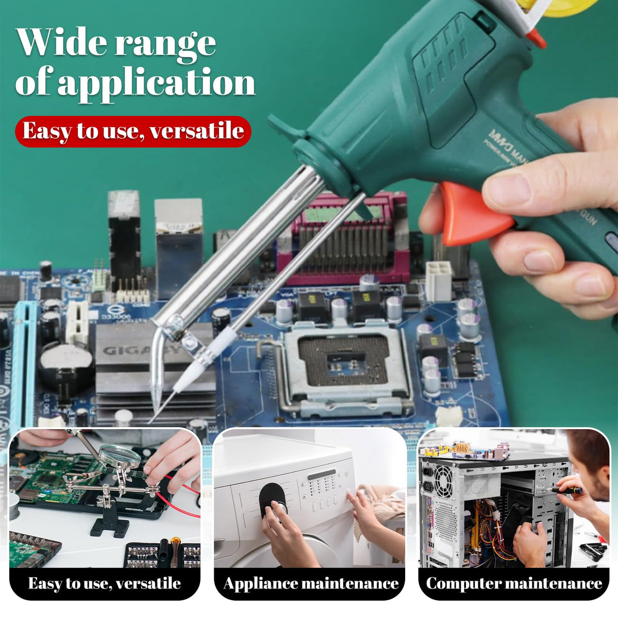 Multi-Function Soldering Iron Soldering Gun Set: External Heating Soldering Kit 60W Up to 480℃ - 3 PCS Solder Wire, Desoldering Pump, Tweezers for Welding Repair amusediy