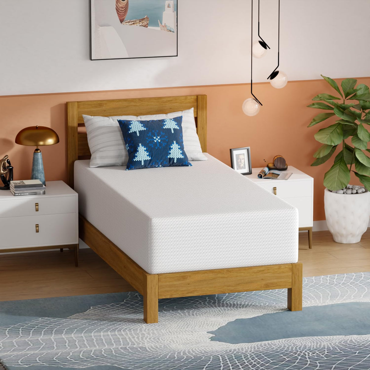 PayLessHere 14 Inch Twin Mattress Base Foam Mattress,Removable Soft Cover,Bunk Bed, Trundle, Daybed,White,Fiberglass Free PayLessHere