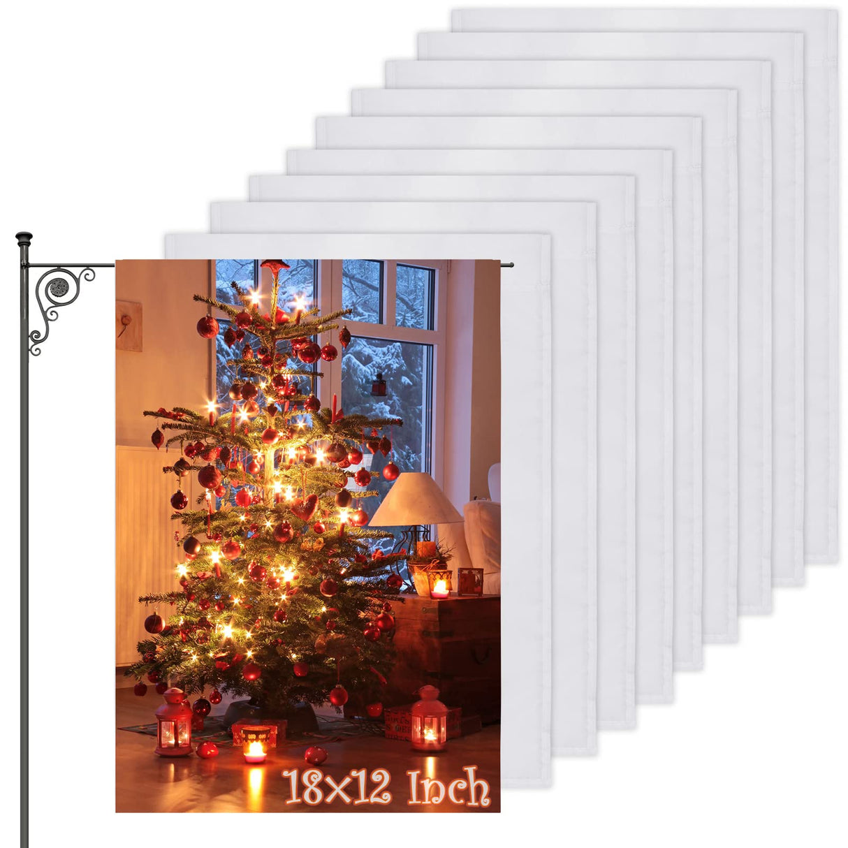 10Pcs Blank Garden Flags, Anglecai 18×12 Inch Polyester Blank Garden Flag for Sublimation Blank Garden Flags for Heat Transfer Vinyl DIY Lawn Garden Flags for Embroidery Yard Home Holiday Decoration Anglecai