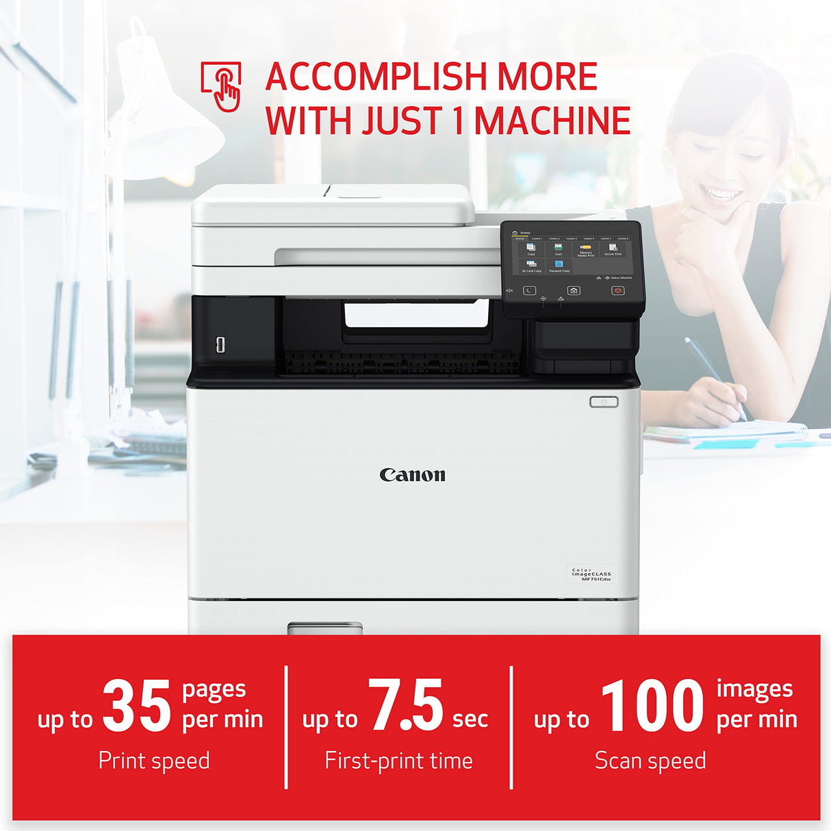 Canon Color imageCLASS MF751Cdw - Multifunction, Duplex, Wireless, Mobile-Ready Laser Printer with 3 Year Limited Warranty, White Canon