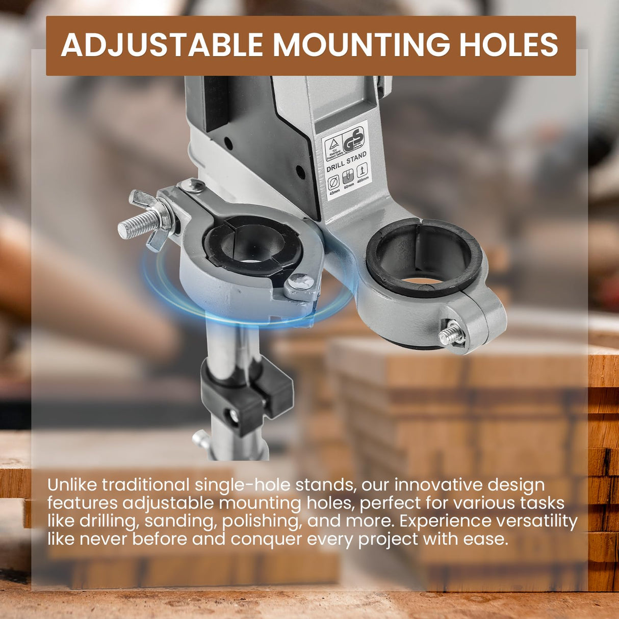 AMGSH Double Mounting Drill Press Stand Bench Clamp Tool for Hand Drill Workstation | Adjustable Benchtop Single Hole Table Repair Tool with Aluminum Base Compatible, Portable AMGSH