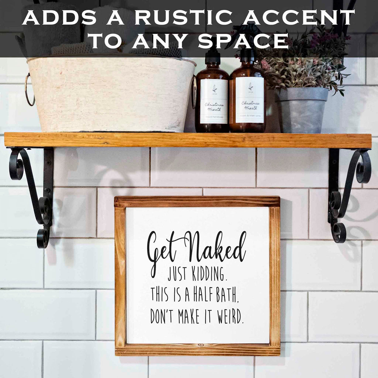Get Naked Sign For Bathroom Decor Wall 12x12 Inch - Rustic Bathroom Get Naked Just Kidding This is a Half Bath, Bathroom Signs Decor Farmhouse MAINEVENT
