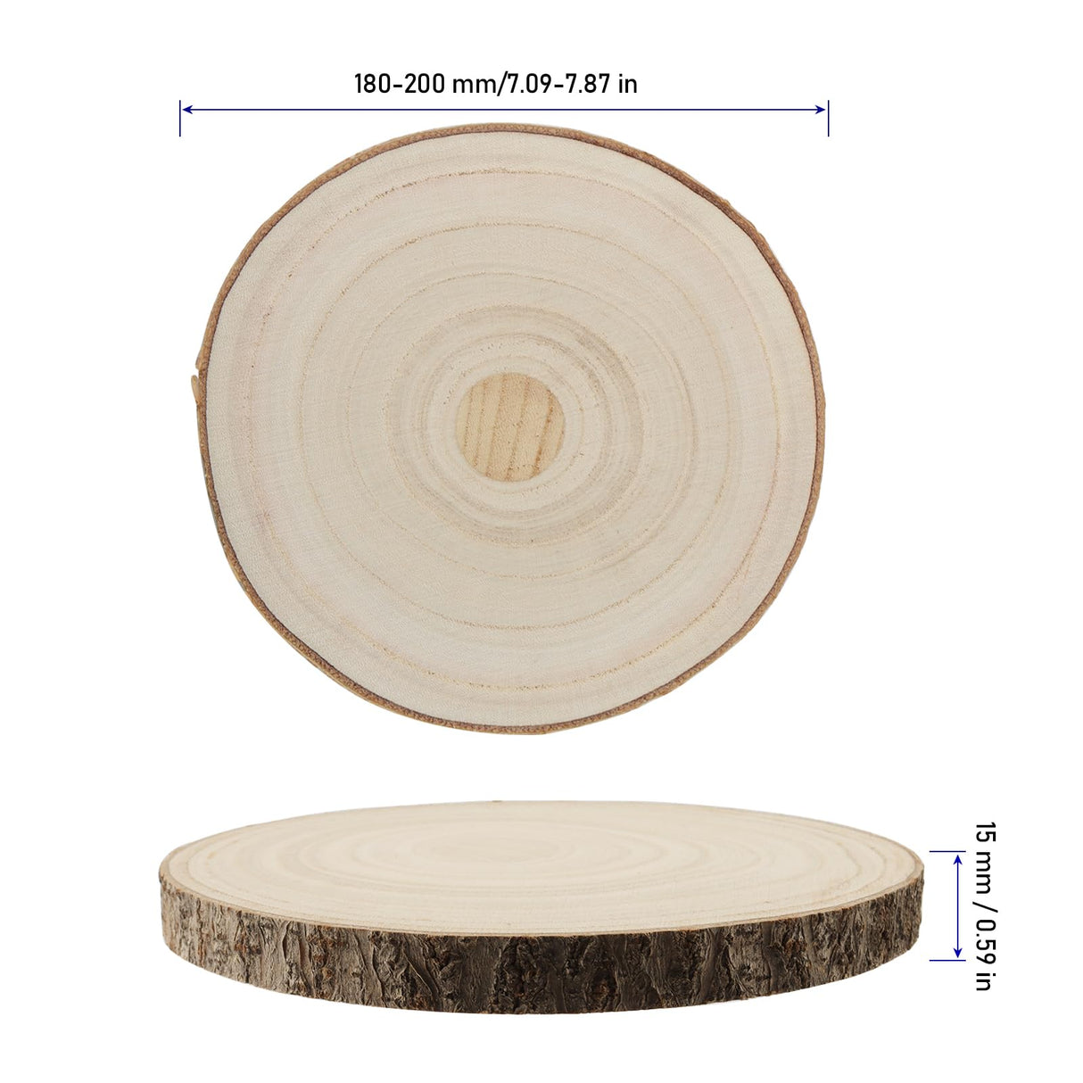 KINJOEK 10 PCS 7-8 Inch Large Natural Wood Slices with Bark, Unfinished Wooden Coasters Circles, Blank Round Wood Ornaments Slices Bulk for Centerpieces Craft Wedding Party Christmas Decor KINJOEK