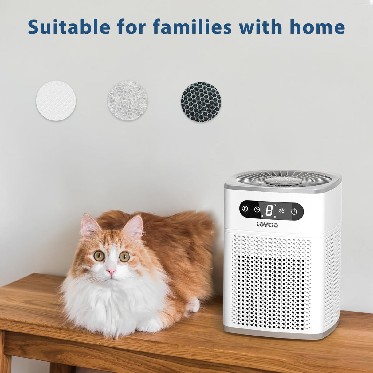 Air Purifiers for Bedroom, HEPA Covers Up to 302 sq.ft Room, 24db Sleep Model, Night Lighting, 3 Timers, with Aromatherapy for Bedroom, Dorm Room, Apartment, Kitchen-HY1800 Loytio