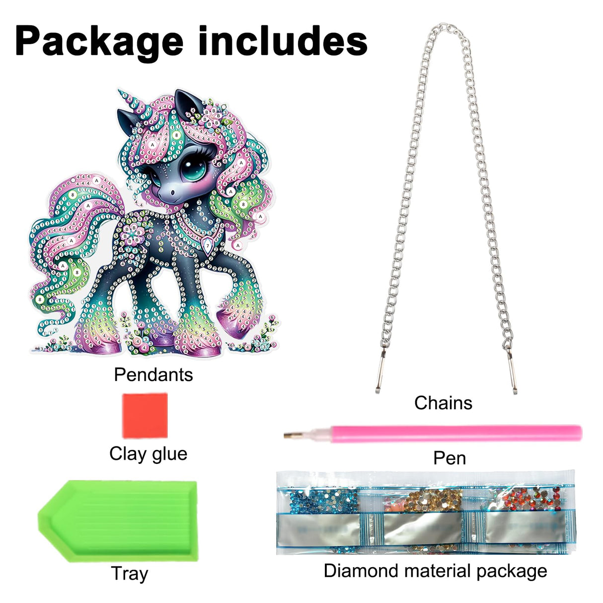 JISHSHAY Diamond Painting Pendant 5D DIY Unicorn Diamond Art Wind Chime Special Shaped Crystal Crystal Suncatcher Garden Wind Chimes Wind Chimes Outdoor Garden Diamond Art Keyrings Garden Chimes JISHSHAY