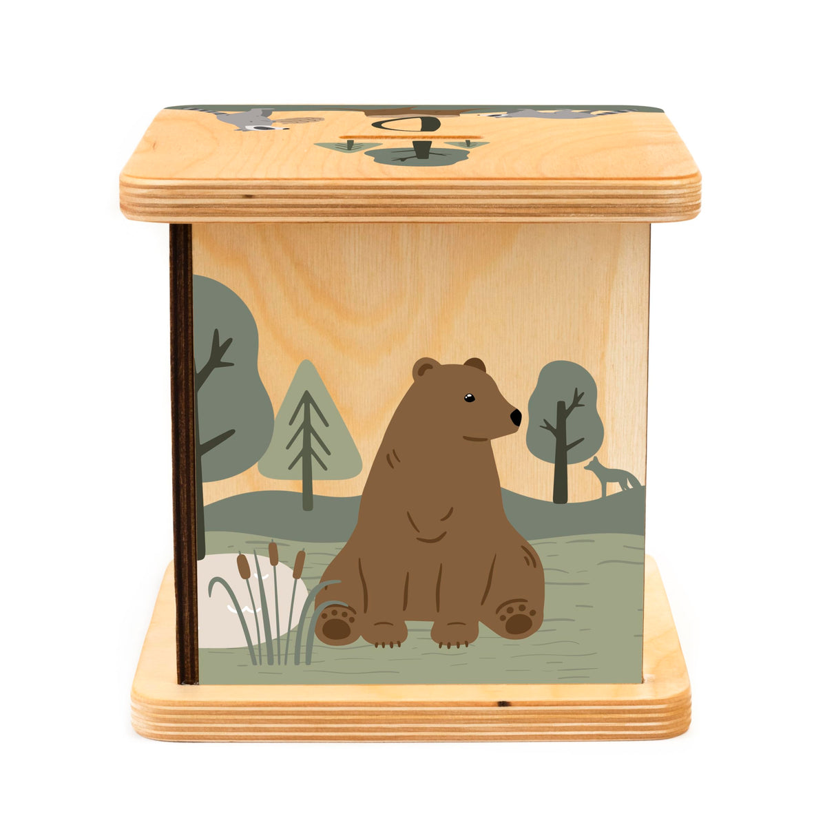 Wooden Piggy Bank for Kids and Adults, Personalized Gift Handmade in USA by BloomOwl, Custom Piggy Bank, Personalized Banks for Kids, Gifts for Baby Boys and Girls (Woodland) BloomOwl