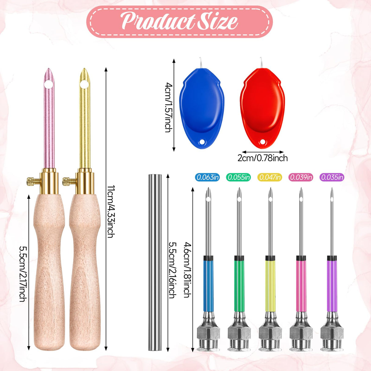 cobee 10 Pcs Punch Needle Kit, Adjustable 7 Size Punch Needle Tool Wooden Handles, Easy Stitch Embroidery Needle Sets Stitching Kit for Adult Beginners Flossing Cross Stitch DIY Craft cobee