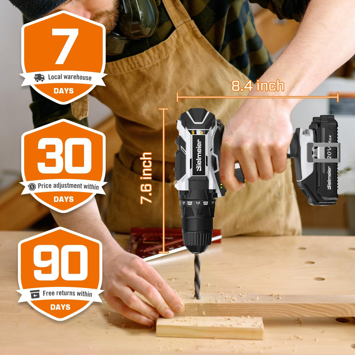 Bielmeier 20V MAX Cordless Drill Set – 285 In-lb Torque,2 Variable Speed,64+1 Position,3/8" Keyless Chuck,Drill Machine Includes 2 Brushes,Flex Shaft,Cloth Bag & 58 Drill Bits(Black) BIELMEIER