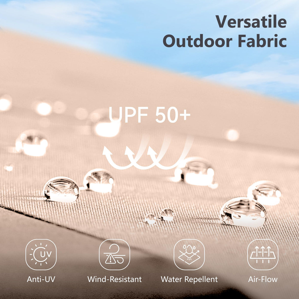 MFSTUDIO 15ft Double Sided Patio Umbrella with Solar Lights, Outdoor Large Umbrellas with Crank Handle and 36 LED Lights, Rectangular Market Umbrella with Base Included for Deck Pool Shade, Beige MFSTUDIO