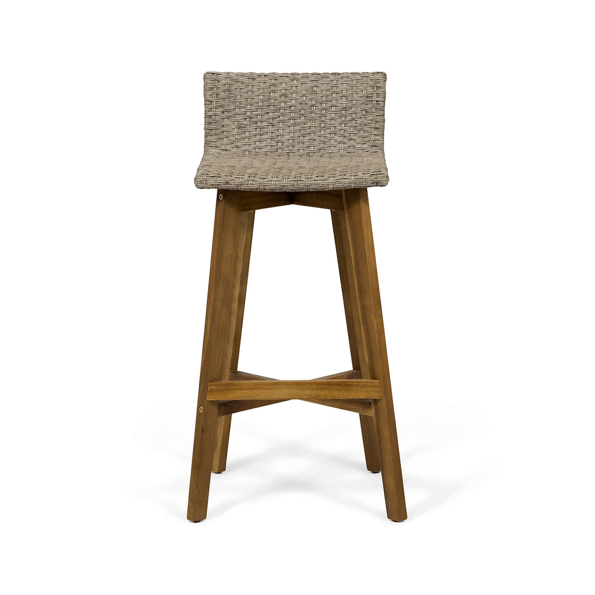 Christopher Knight Home La Brea Outdoor Acacia Wood and Wicker Barstools (Set of 4), Light Brown and Teak Christopher Knight Home