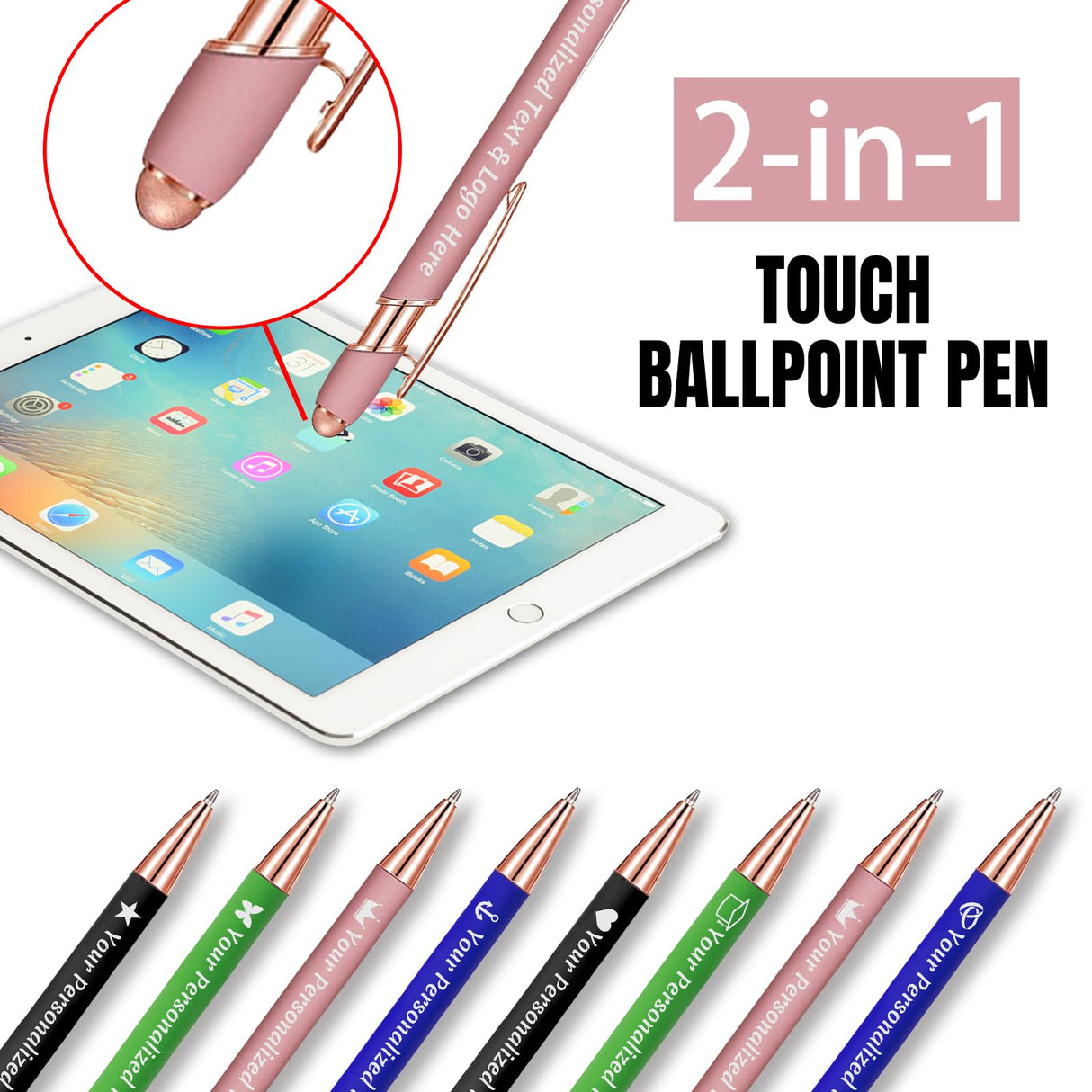 STREADVE Personalized Custom Pens 10 Engraved Writing Pen with Name Logo, Customized Promotional Items Stylus Pen Gifts for Men Women Realtor Nurse Wedding Business, Black STREADVE