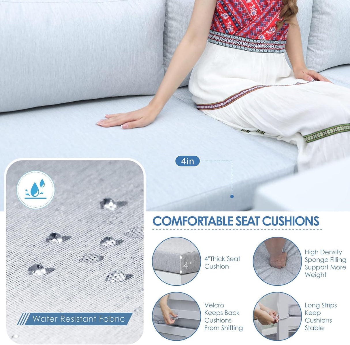 NICESOUL Extra Large Aluminum Patio Furniture Set with Chaise Lounge, All-Weather 29" Wide Seats Outdoor Sofa Conversation Set, 16 Piece Modern Sectional Couch for 14 Seats, for Garden, Light Gray NICESOUL