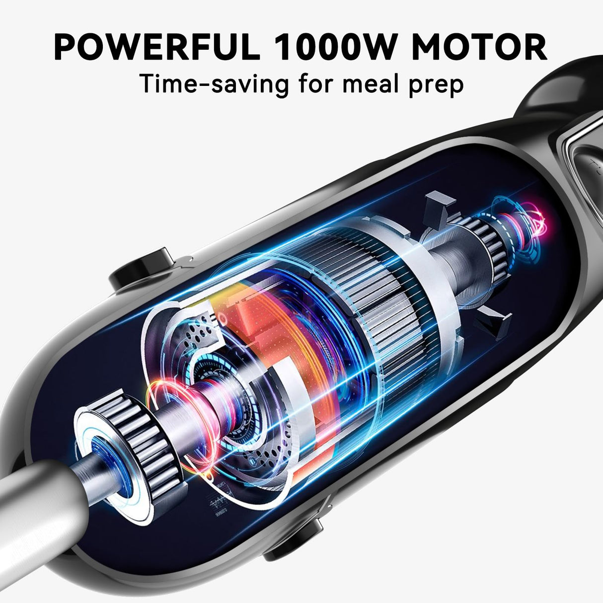 Immersion Blender Handheld Hand Blender, 1000W 5 in 1 Hand Mixer Stick, BPA-Free 12 Speed Handheld Blender 304 Stainless, Mixing Beaker, Chopper, Whisk, Milk Frother, Soup, Smoothies, Baby Food, Sauce Abuler