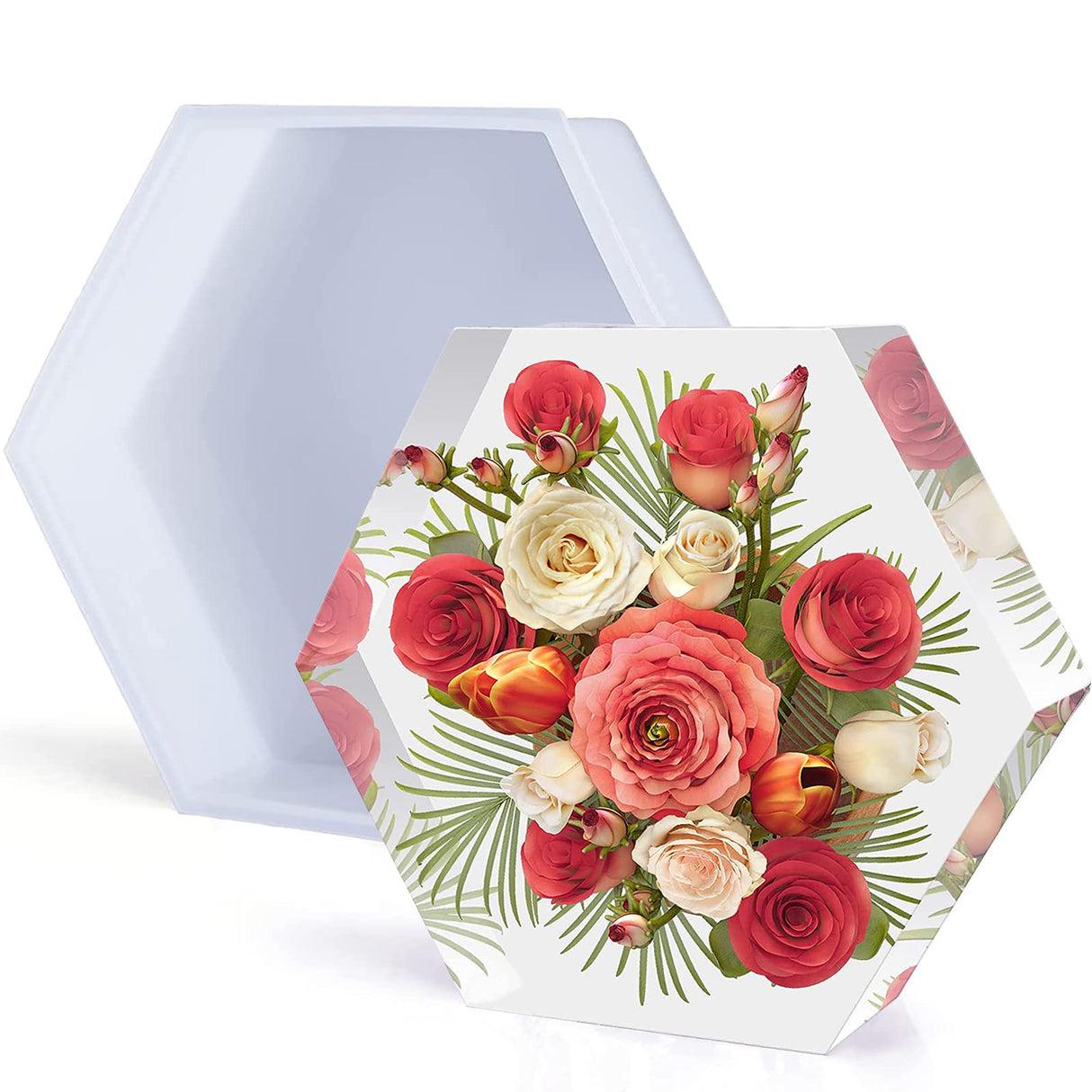 9 Inch Large Silicone Molds for Resin, Large Resin Molds, Upgraded Hexagon Shapes Silicone Molds for Resin Casting for Flowers Preservation, Books Desktop Organizer, Gift and Home Decors OMDBAGD