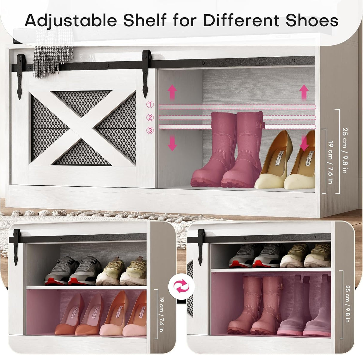 Redlife Entryway Hutch,Hall Tree with Storage Bench, Farmhouse Entryway Bench with Coat Rack, 6-in-1 Coat Rack with Bench, Entrance Organizer with Shoe Storage, Hall Tree with Bench for Hallway Redlifeᅟᅠ