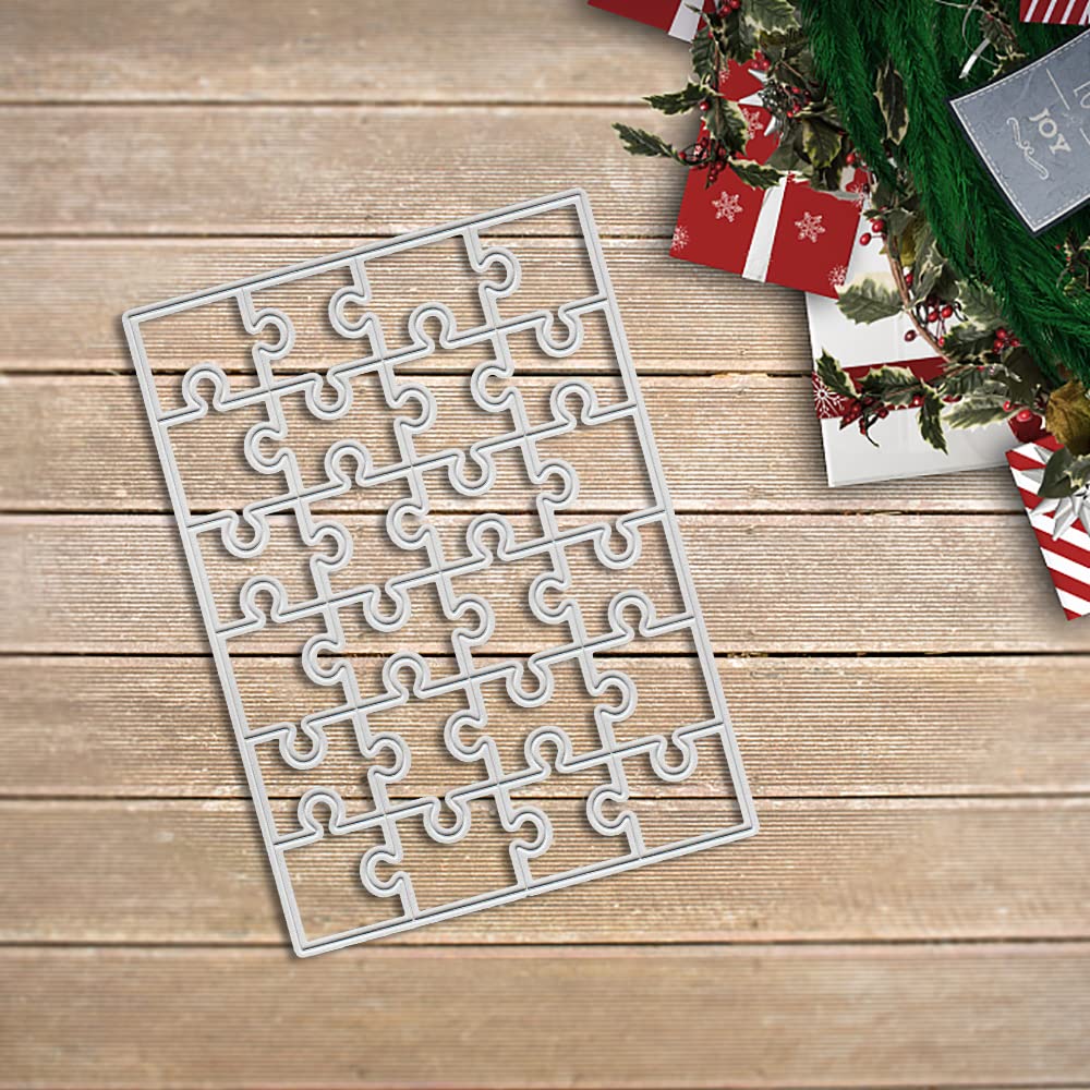 ALIBBON Jigsaw Puzzle Die Cuts for Card Making and Scrapbooking, Square Jigsaw Cutting Dies Metal Template Molds, Rectangle Puzzle Frame Die Cuts for DIY Photo Album Paper Embossing Card Decoration ALIBBON