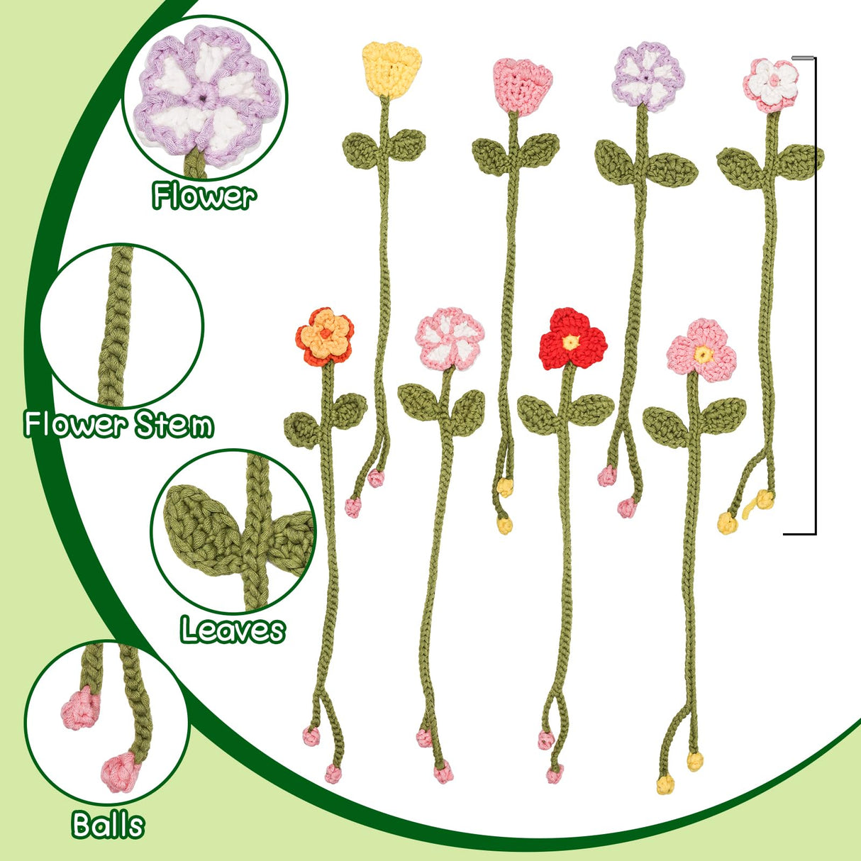 WaldyWop Crochet Kit for Beginners - 8 Flower Bookmarks Knitting Kit w/Step-by-Step Video Tutorials & Soft Yarn, Hook - Wobbles DIY Art Craft Kit for Adults Kids, Birthday Gifts for Women Girls Teen WaldyWop