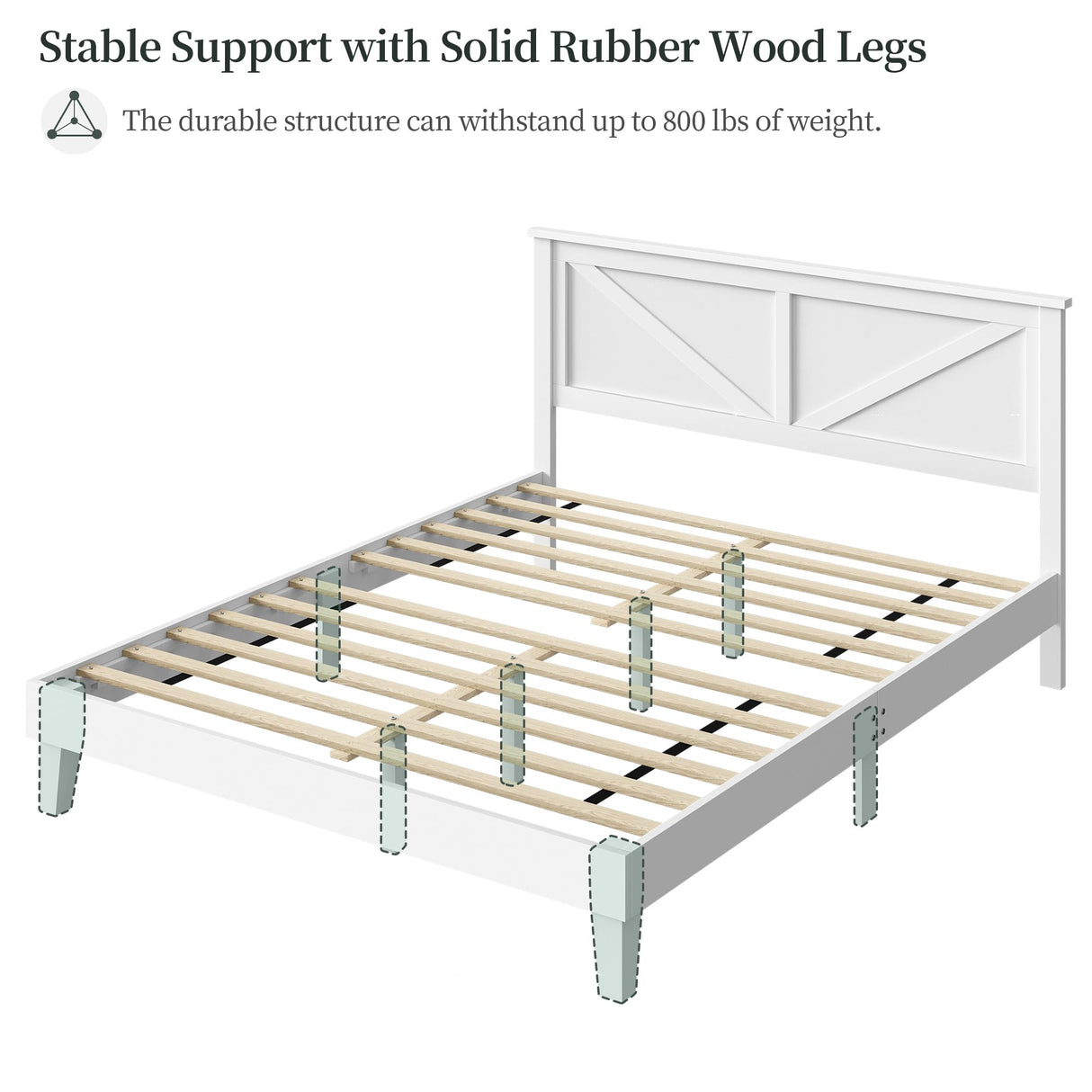 Yaheetech Wood Bed, Rubber Wood Platform Bed Frame with Headboard/Wood Slats, Farmhouse Style, No Box Spring Needed, Mattress Foundation, Noise-Free, Easy Assembly, Full Size, White Yaheetech