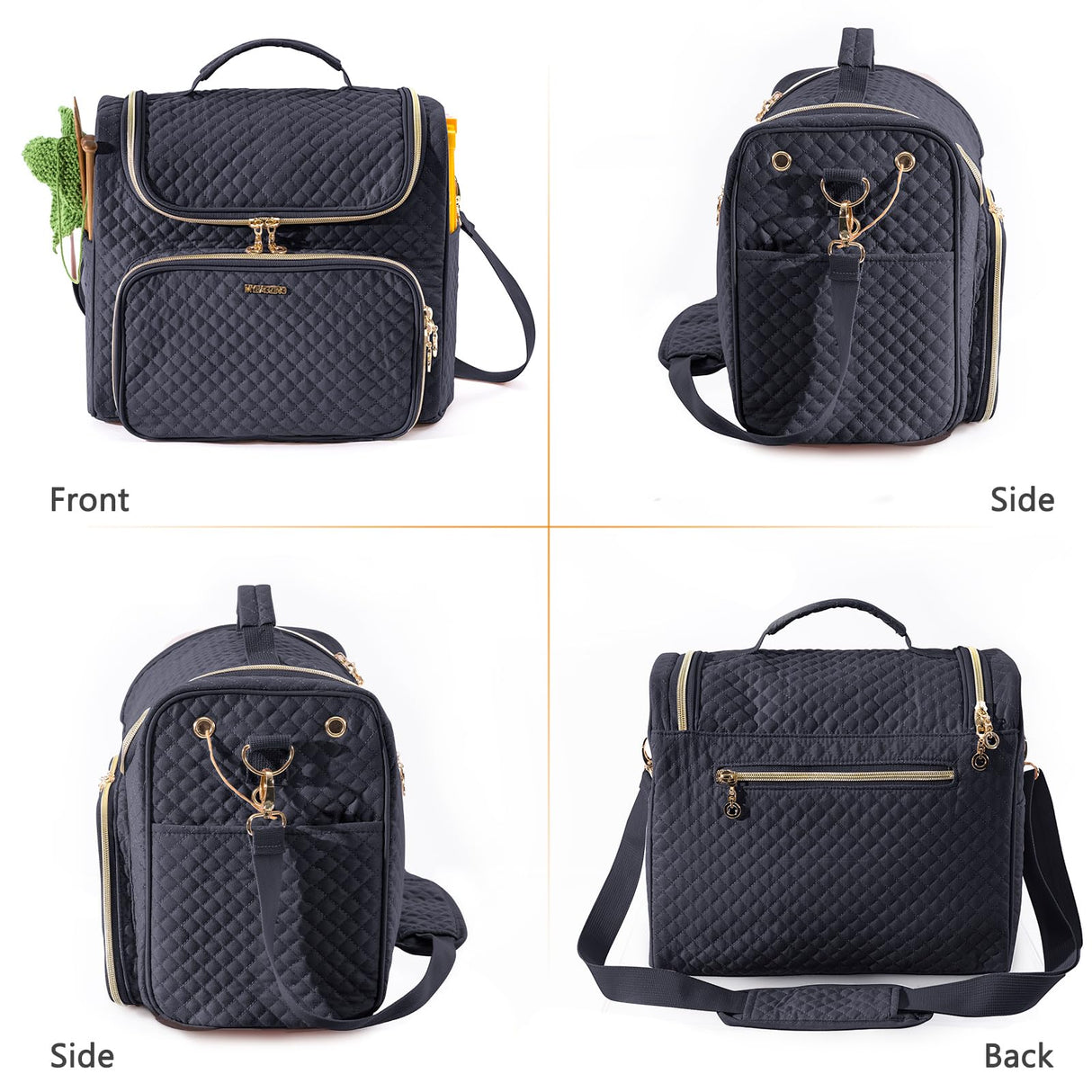 MYBAGZING Crochet Bag Organizer - Quilted Storage Bag with Hanging Hook, Knitting & Yarn Tote for Crochet Accessories, Mother's Day Gift MYBAGZING