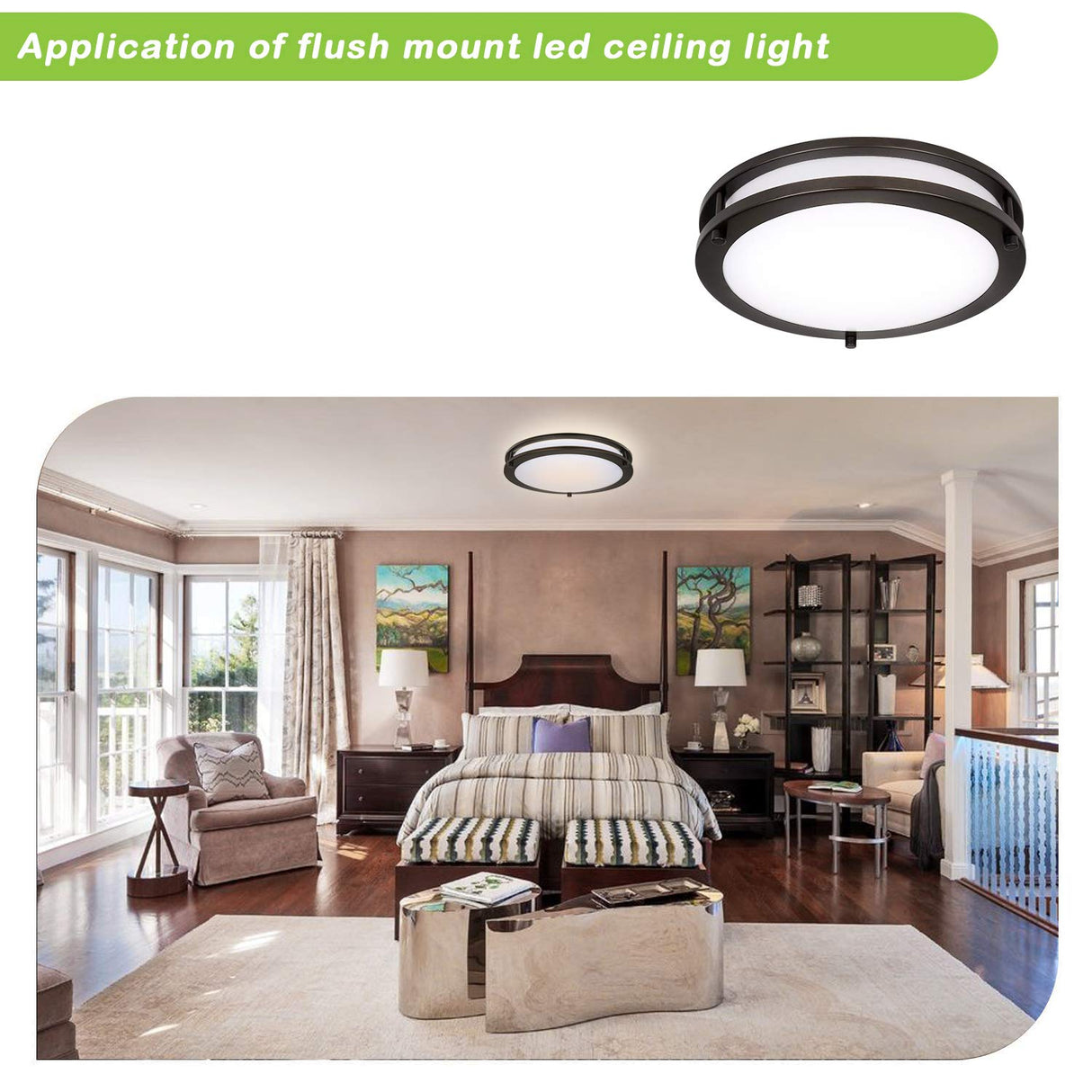 13 inch Flush Mount LED Ceiling Light Fixture, 2700K/3000K/3500K/4000K/5000K Adjustable Ceiling Lights, Oil Rubbed Bronze Saturn Dimmable Lighting for Hallway Bathroom Kitchen or Stairwell, ETL Listed hykolity