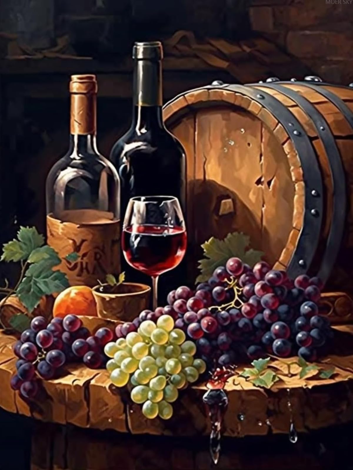 MOER SKY Wine Bar 5D Adult Diamond Art, DIY Diamond Art Painting Kits for Home Decor Canvas 12x16 inch MOER SKY