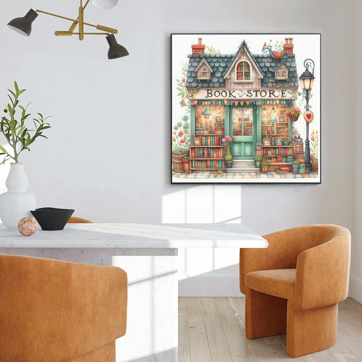 EIBEILI Diamond Painting Kits for Adults, Book Store 5D Diamond Art Kits for Beginner, DIY Full Round Drill Diamond Dot Gem Art Kits for Home Wall Decor 13.8x13.8 Inch EIBEILI