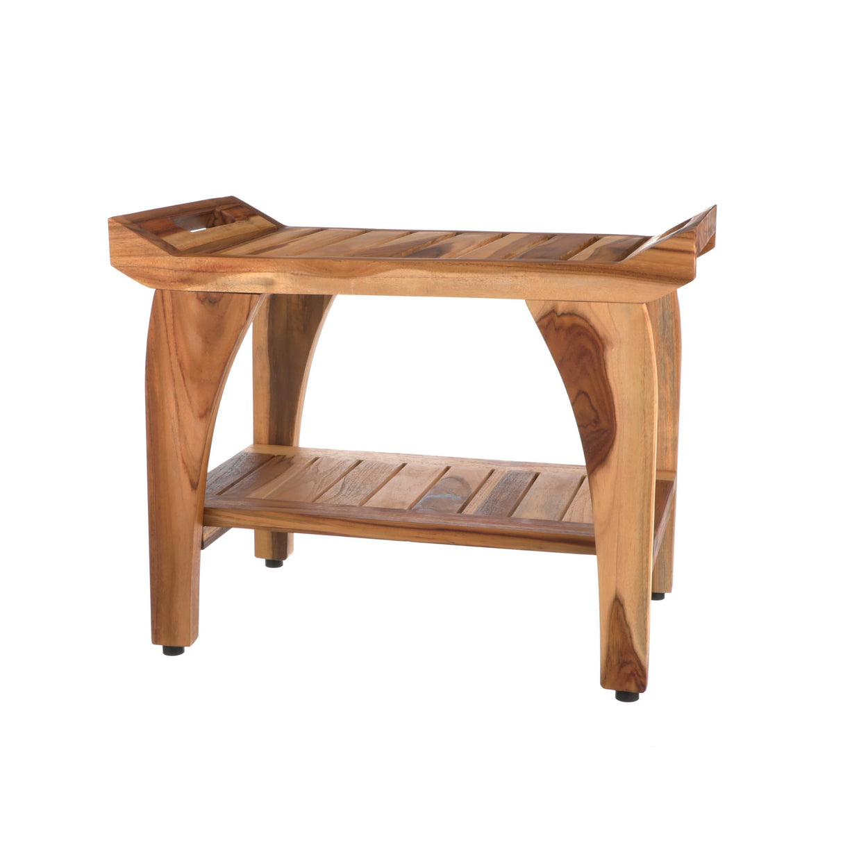 EcoDecors, 24 inch, Natural Wood, Teak Shower Bench, Shower Stool Wood, Wood Shower Chair, LiftAide Arms, Bathroom Bench Seat, Shower Bench Waterproof EcoDecors