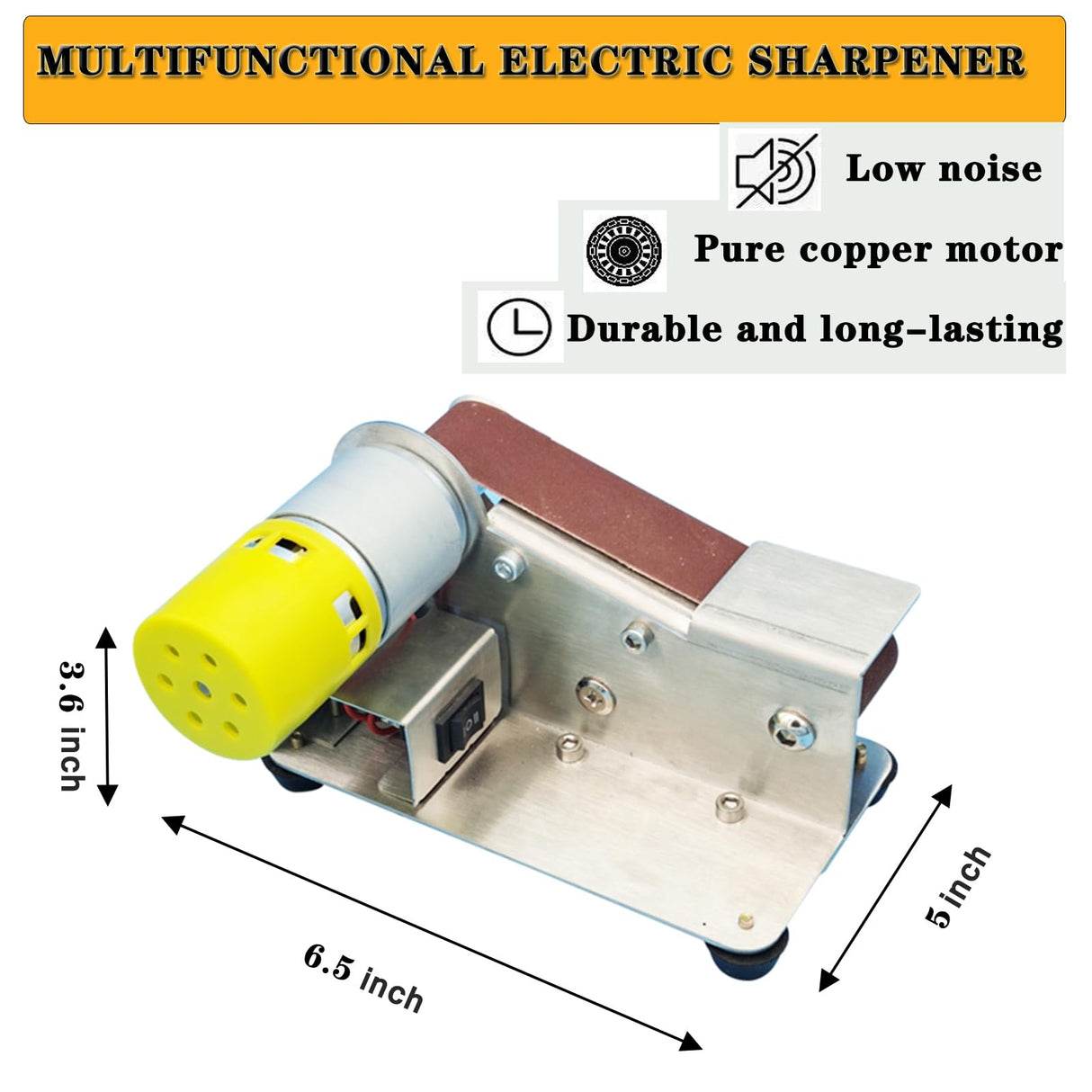 MIZHAO Electric Knife Sharpener Multifunctional - 7 Adjustable Speed Knife Making Belt Grinder Knife Sharpening System - For Hunting, Serrated & Kitchen Knives, Wood, Plastic, Crafts, Silver MIZHAO