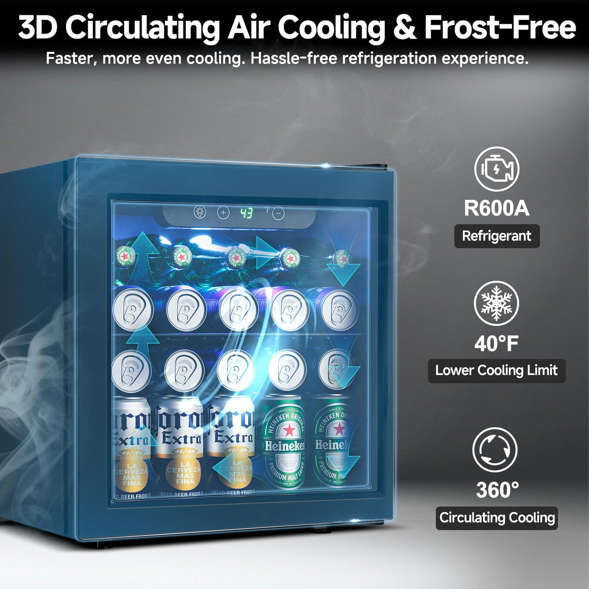 Feelfunn Beverage Refrigerator Cooler - 12 Bottle 50 Can Mini Fridge with Glass Door, Soda Wine Beer Drink Fridge - Small Refrigerator for Office Home Bedroom Dorm Bar, 1.3 Cu.Ft, Black Feelfunn