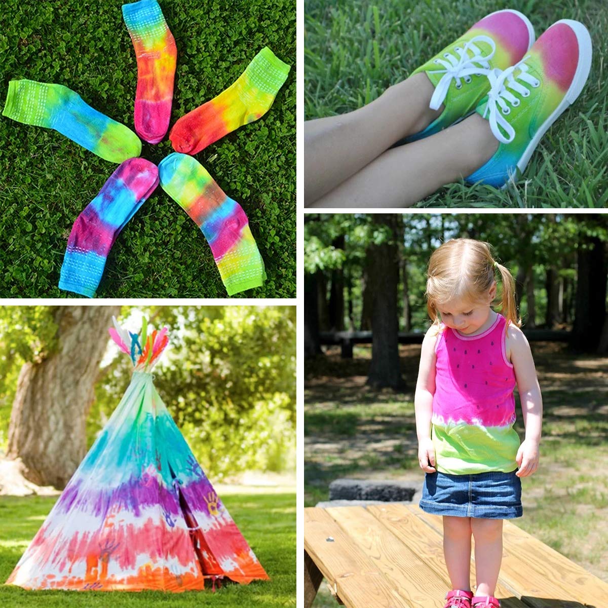 Vanstek Tie Dye Kit, 24 Colors Tie Dye Shirt DIY Fabric Dye for Women, Kids, Men, with Rubber Bands, Gloves, Plastic Film and Table Covers for Family Friends Group Party Supplies Vanstek