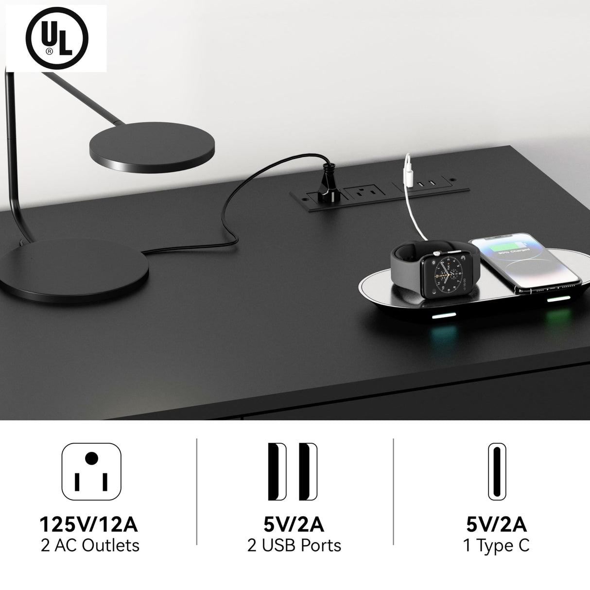 FJTJBSI Dresser with Power Outlets Wooden 6 Drawer Dresser with Large Organizer Black Tall Storage Organizer with Smooth Metal Rail Modern Chest of Drawers Closet for Bedroom Hallway FJTJBSI