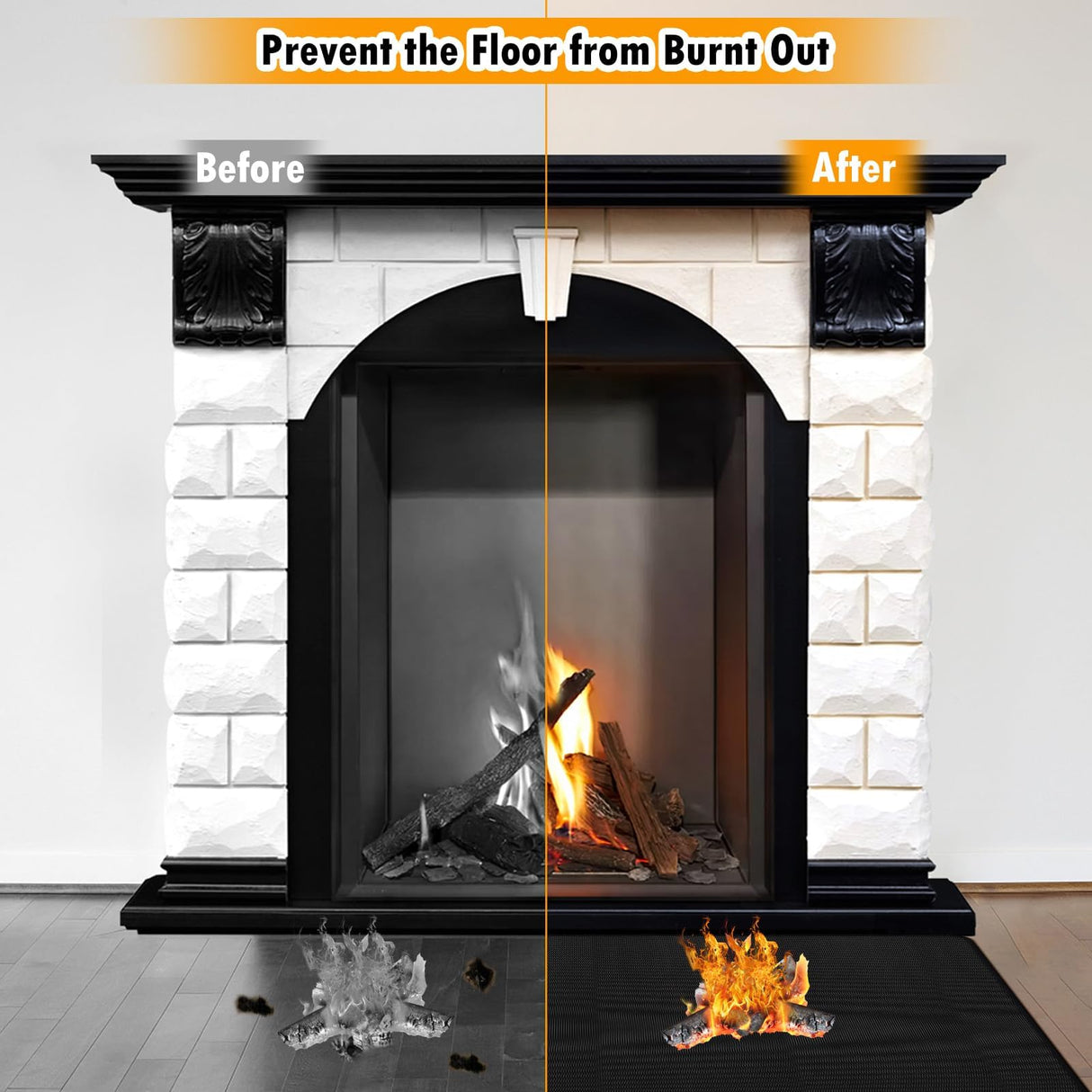 26x46inch Fireproof Hearth Mats for Fireplaces Fire Resistant Rectangle Fire Pit Mat,Fireproof Grill Pads,Under Grill Mat for Outdoor Charcoal, Smokers, Gas Grills, Deck and Patio Protective Mats Svepndic