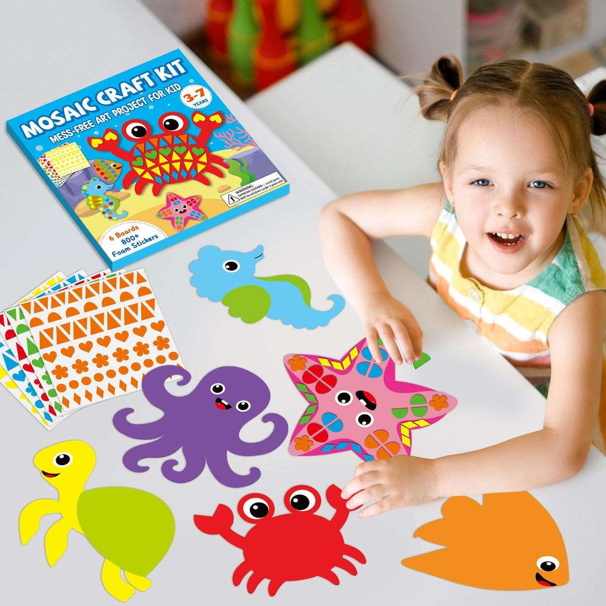 Lonfliness Ocean Animal 3D Foam Sticker Kit No Mess Felt Sticker Art Crafts for Kids DIY Underwater Sticker Craft for Boy Girl 3+ Birthday Gift Preschool Home Learning Educational Game Activity Lonfliness