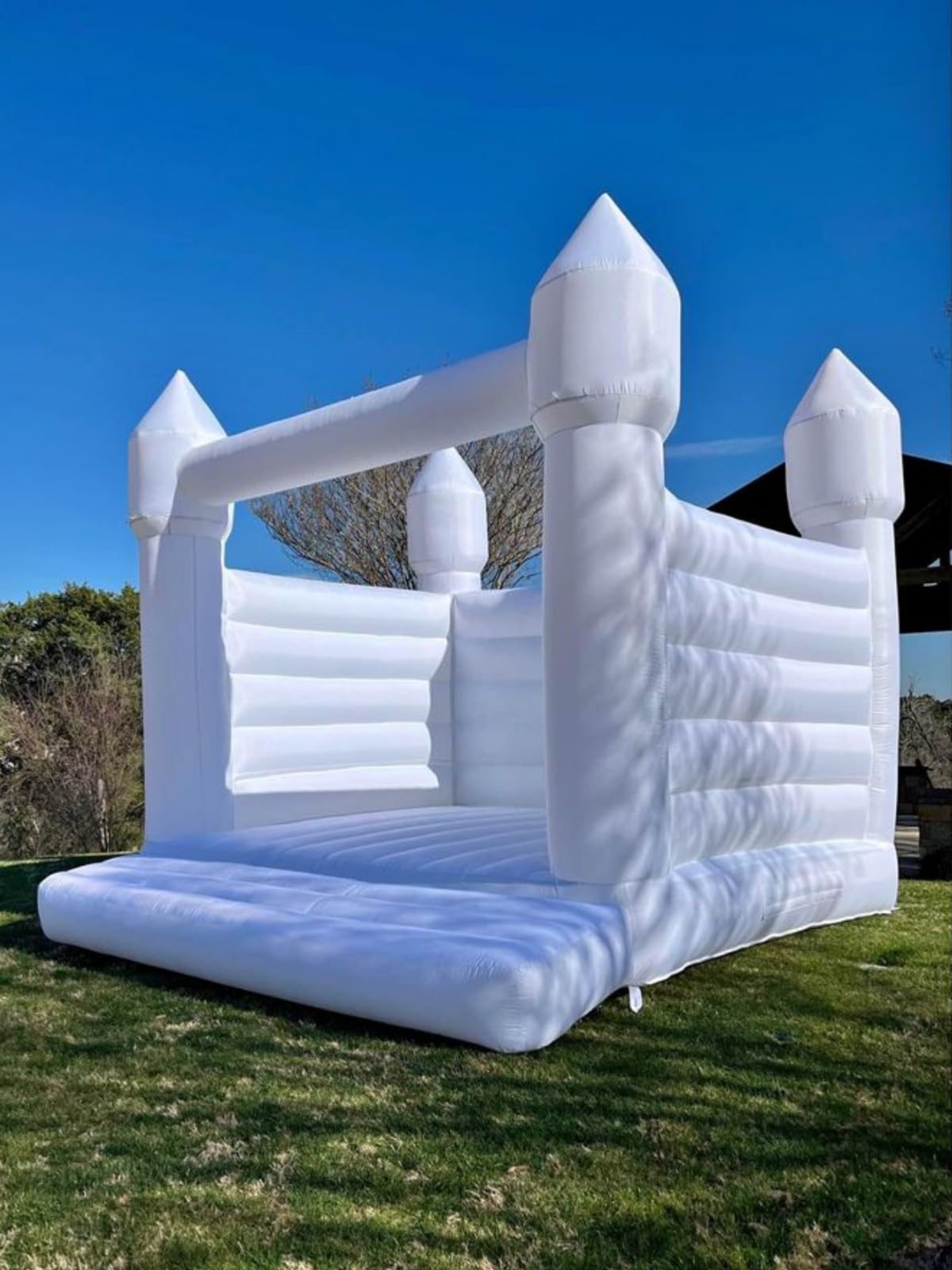 White Bounce House, Oxford Fabric Bounce House Castle with Blower ,Perfect for Kids, Family, Wedding (13x13x12FT, Weddings) GZYSINFLA
