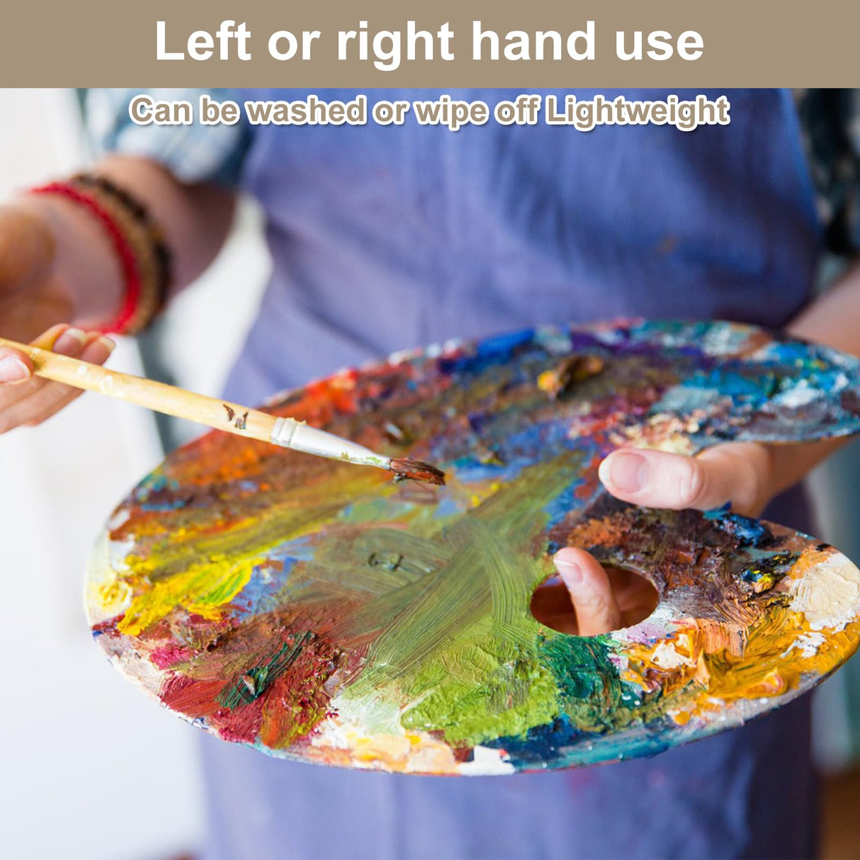 15PCS Wooden Paint Palette 12”x 16” Large Oval-Shaped Artist Painting Palette with Thumb Hole, Oil Wood Painting Palette, Art Pallet for Painting ZOFORTY