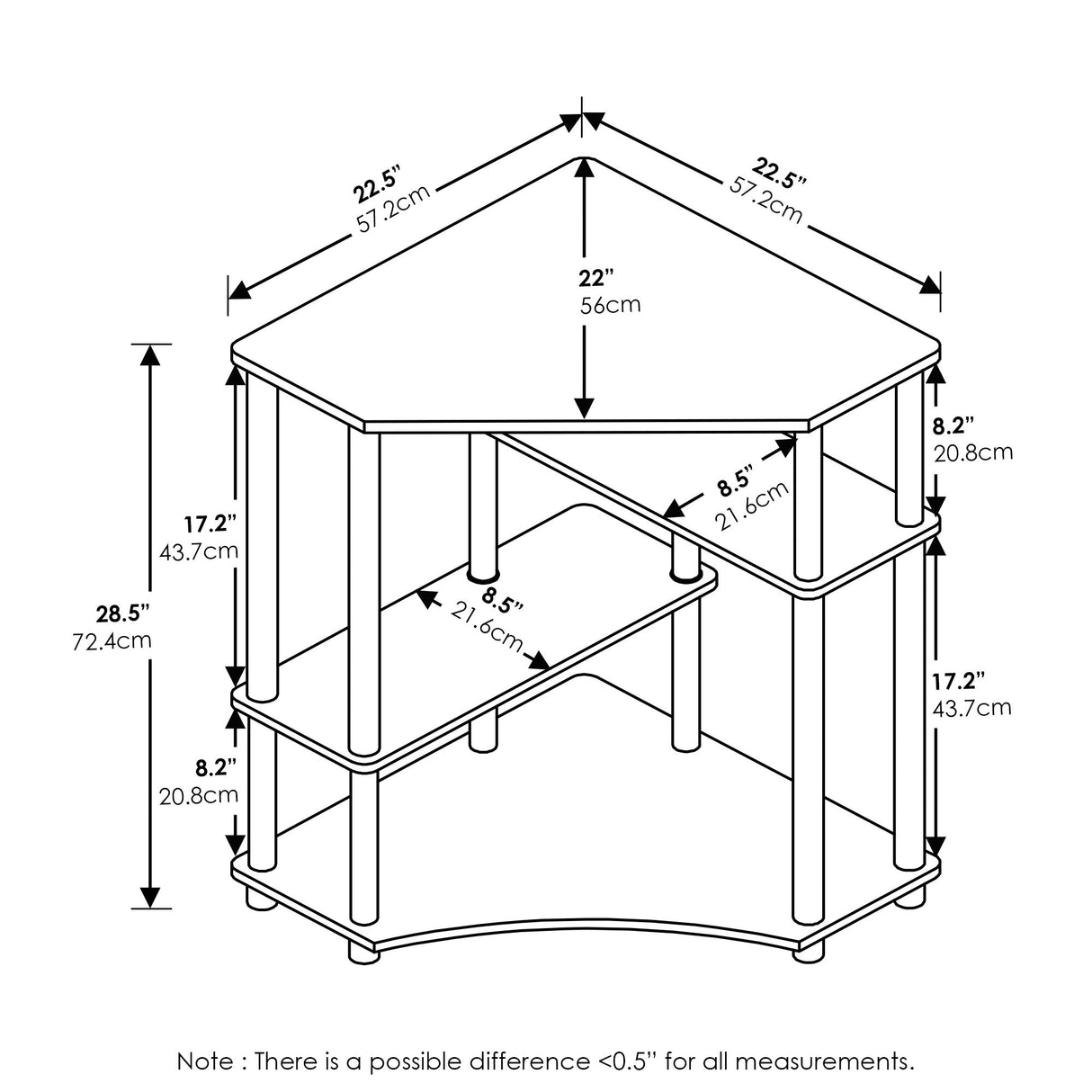 FURINNO Turn-N-Tube Space Saving, Corner Desk, Espresso/Black Furinno