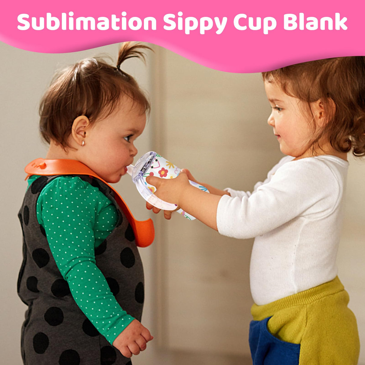 Vermida 12oz Stainless Steel Sippy Cups for Toddlers with Handles, Spill Proof Double Wall Vacuum Insulated Sippy Cups, Sublimation Blank Cups for School, Outdoor, 2 Pack White Vermida