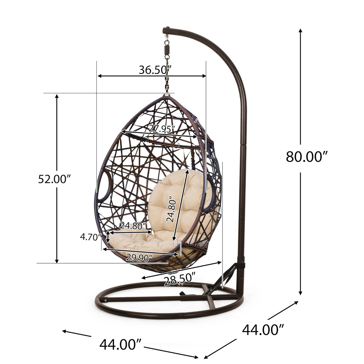 Christopher Knight Home CKH Wicker Tear Drop Hanging Chair, Brown Christopher Knight Home