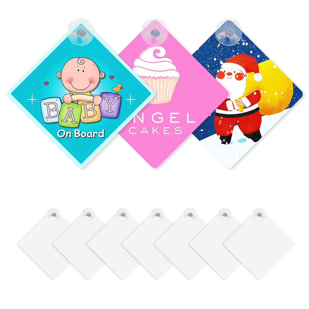 10 Pcs 5.5" x 5.5" Sublimation Blanks Suction Cup Car Window Sign, Aluminum Metal Removable Car Safety Warning Sign blanks for Heat Press Machine, DIY Craft, Custom Work HYHOSHI