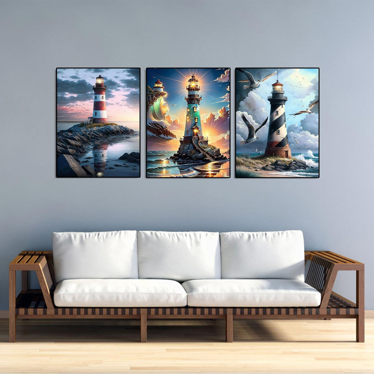 WUDWL Diamond Painting Kits for Adults - 3 Pack Lighthouse DIY 5D Diamond Art Kits Full Drill Diamond Dots Paintings with Diamonds Gem Art and Crafts Home Decor 12x16inch WUDWL