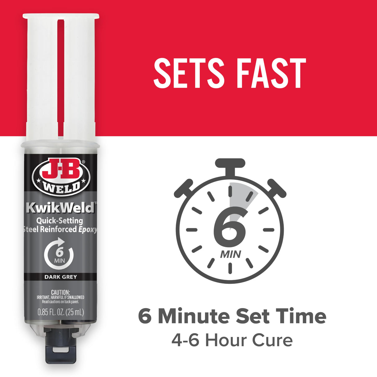 J-B Weld 6 Minute Set Epoxy KwikWeld, High Strength, Waterproof, 2 Pack, Dark Grey, 50176-2 J-B Weld