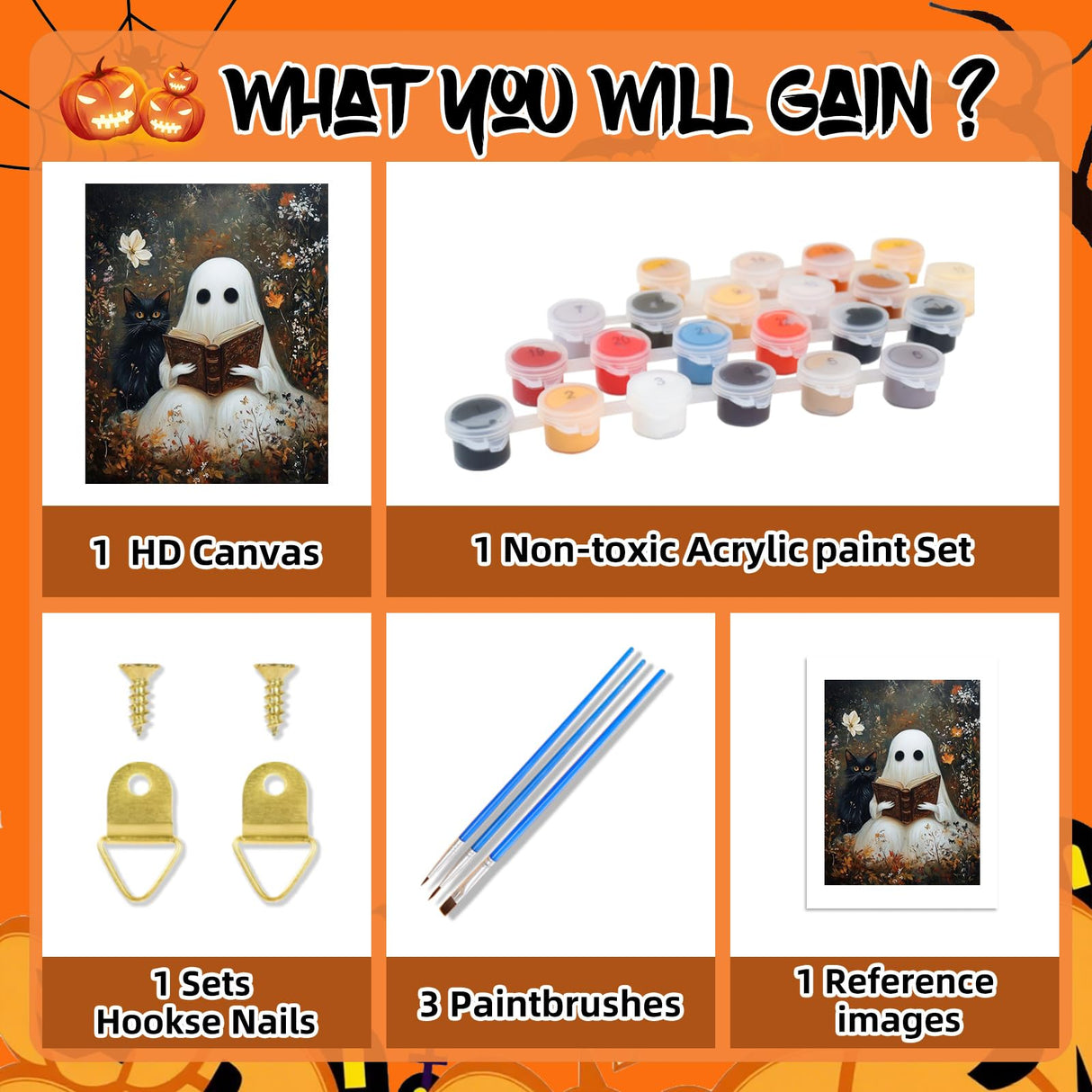 Reivworl Halloween Paint by Numbers Kit for Adults Beginners, Ghost Paint by Numbers, Adult Paint by Number Kits for Gifts and Home Wall Decor 16x20 Inch Reivworl