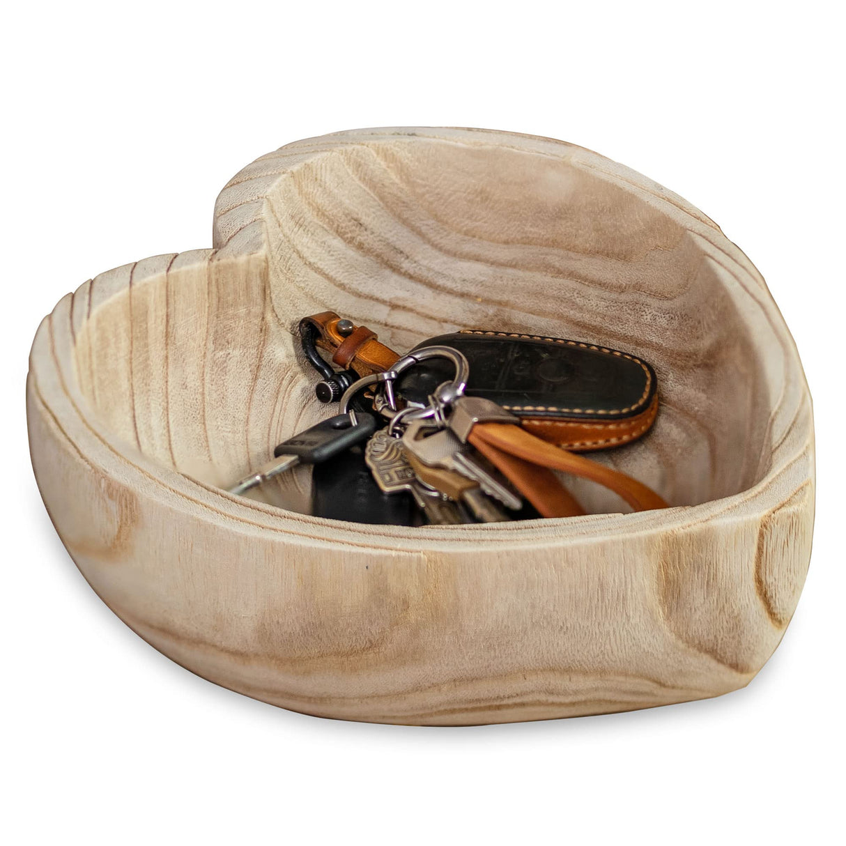 Hanobe Decorative Dough Wood Bowl: 10" Large Heart Shaped Bowls for Decor Wooden Bowl for Table Centerpiece Natural Hanobe