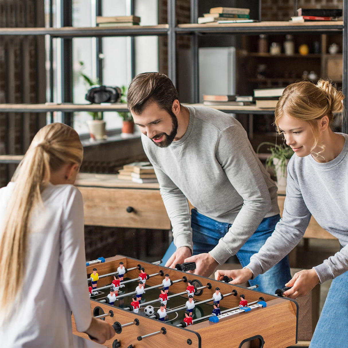 Goplus Folding Foosball Table, 27” Wooden Soccer Game Table with 2 Foosballs & Score Keepers, Indoor Outdoor Portable Football Game Set for Kids Adults, Arcades, Bar, Party, Family Nights Goplus