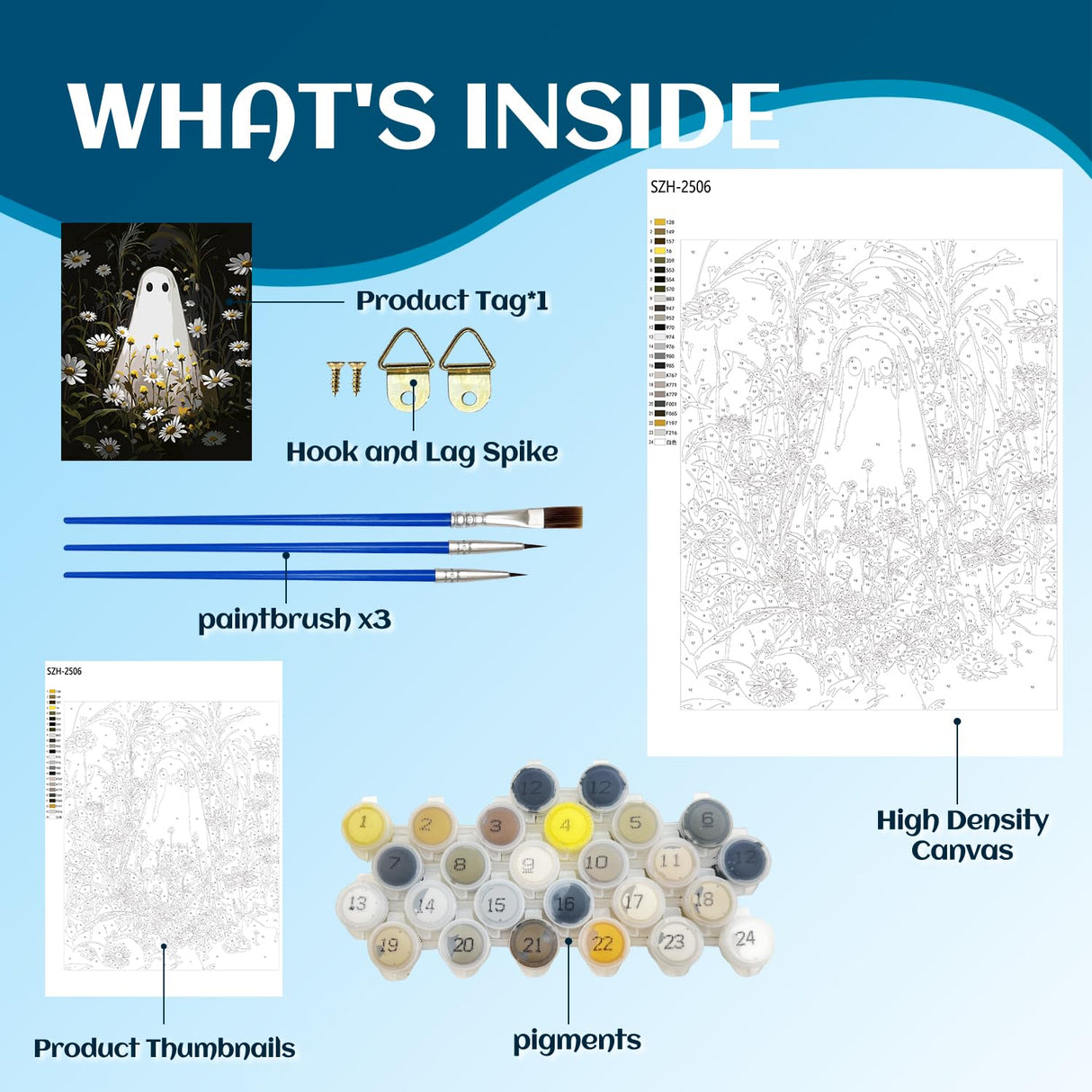 NPCSWXQ Paint by Numbers Kit for Adults Beginners, Ghost Floral Painting Crafts Number Art Paint Kits for Home Wall Bedroom Study or Office Decor Gift 16x20Inch NPCSWXQ