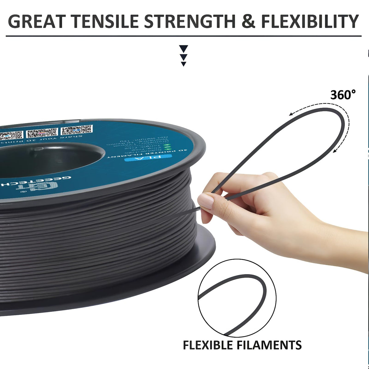 Geeetech Wood Filament 1.75 mm 3D Printer Filament,Ebony Wood PLA Filament 1kg (2.2lbs) 1 Spool,Dimensional Accuracy +/- 0.03 mm,for Most 3D FDM Printer Geeetech