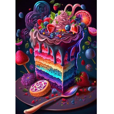 RICUVED Colorful Diamond Art Kits, Cake Diamond Art Kits for Adults 5D, Diamond Art DIY Full Round Drill Gem Dots Art and Crafts for Gift Home Wall Decor 12x16Inch/30x40cm