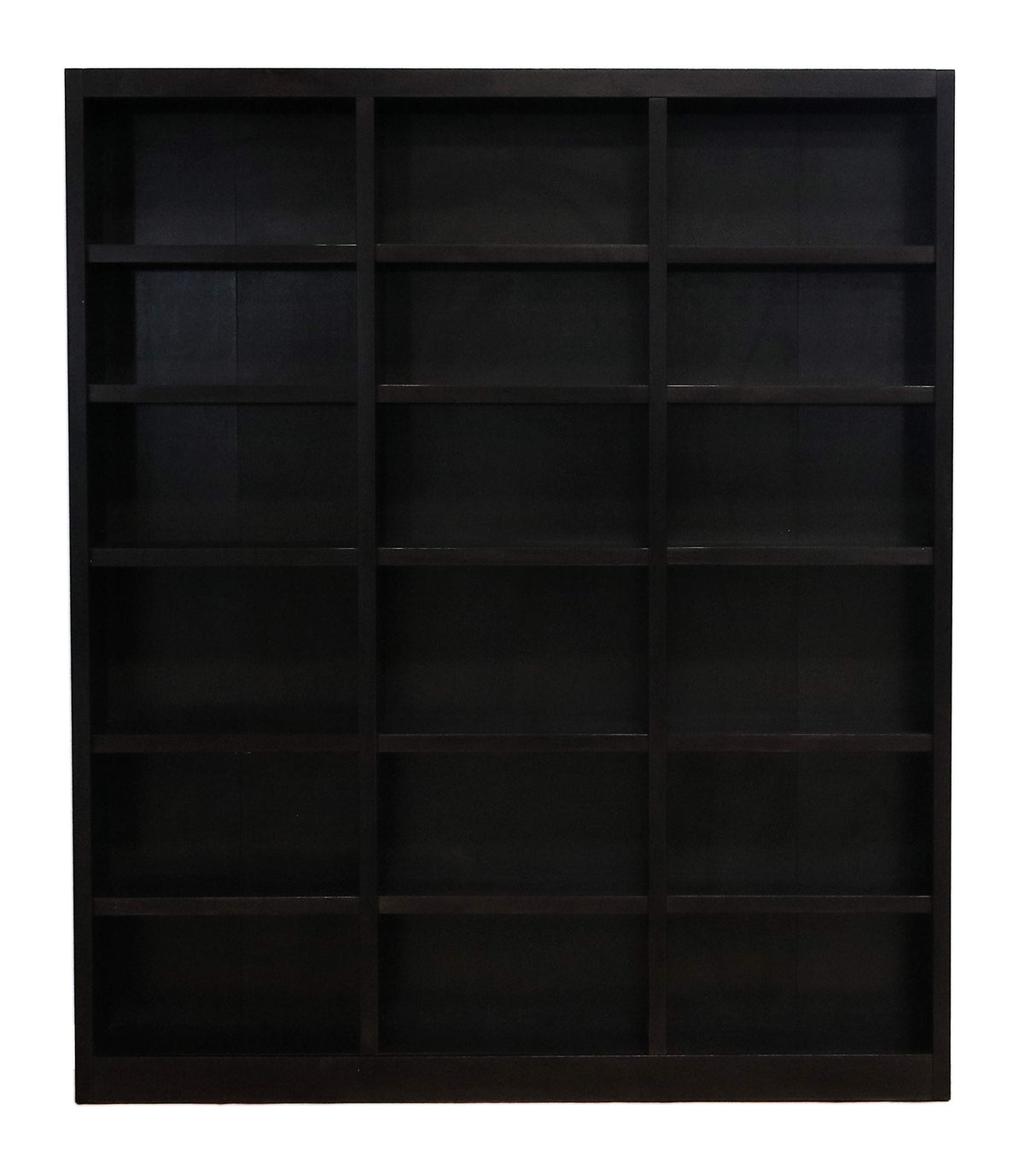 Traditional 84" Tall Triple Wide 18-Shelf Bookcase in Chocolate Espresso Concepts In Wood